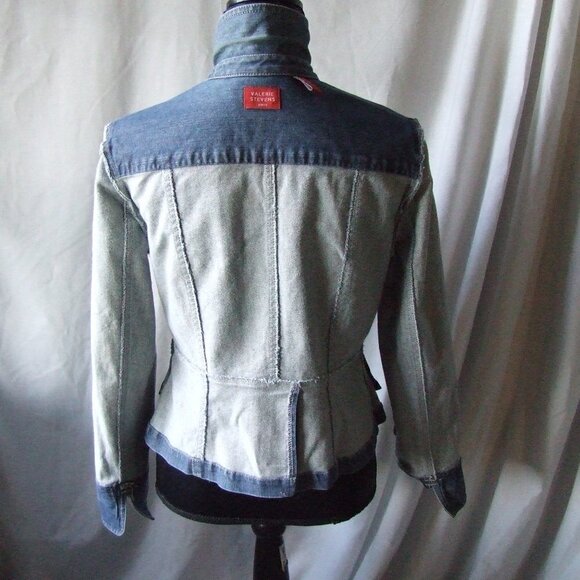 Valerie Stevens jean jacket petite medium blue denim coat grey plastic buttons - Picture 8 of 12